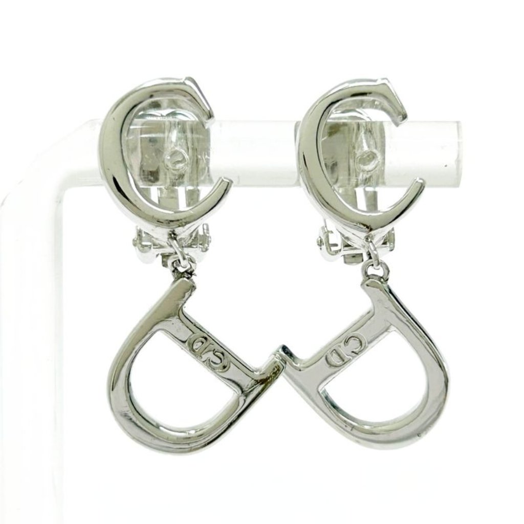 Christian Dior Cd Logo Swing Earrings Silver Earrings
